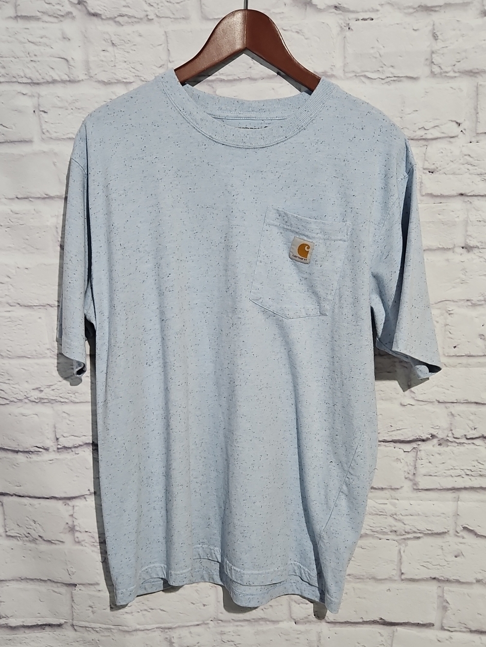 Carhartt Light Blue Speckled Short Sleeve Pocket Tee Loose Fit